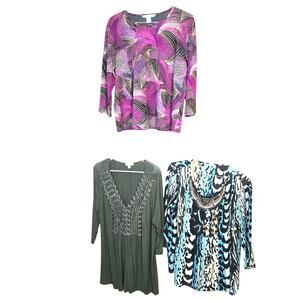 Women's 1X 14W 16W Tops Shirts Blouses Sweaters Wholesale Bulk Lot of 3